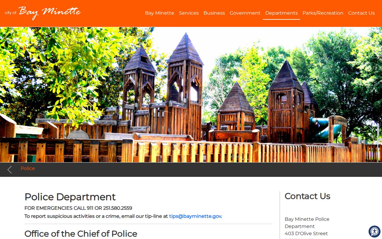 Bay Minette Police Department records and arrest contact page