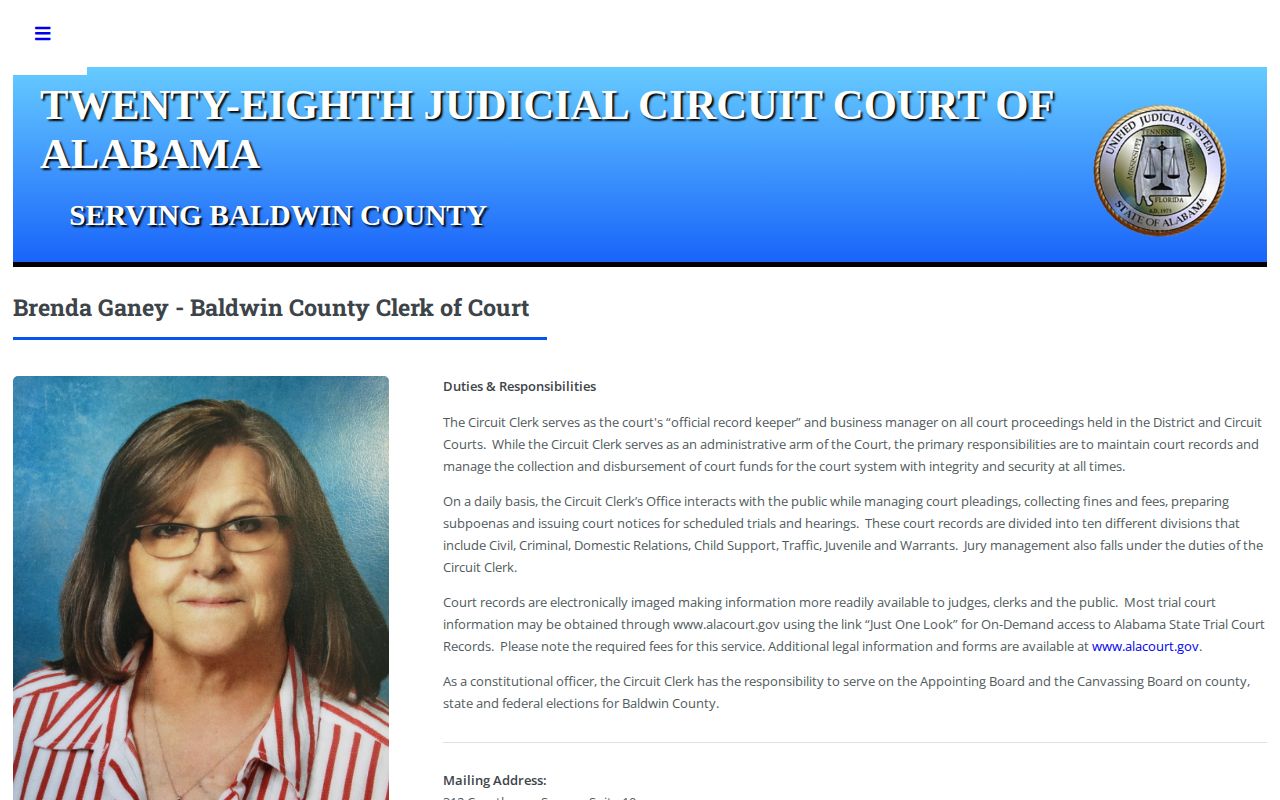 Baldwin Circuit Clerk source for Baldwin County booking charge dispositions