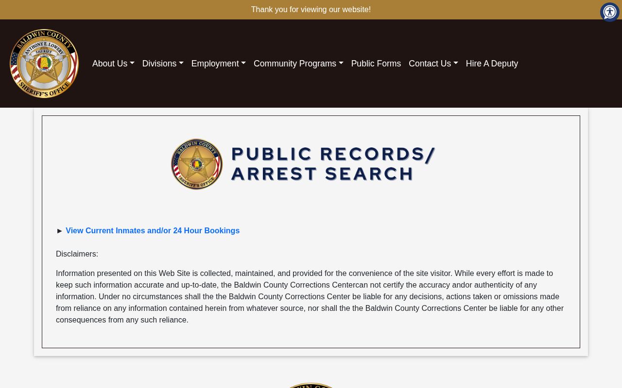 Baldwin County official busted mugshot arrest search and jail roster entry